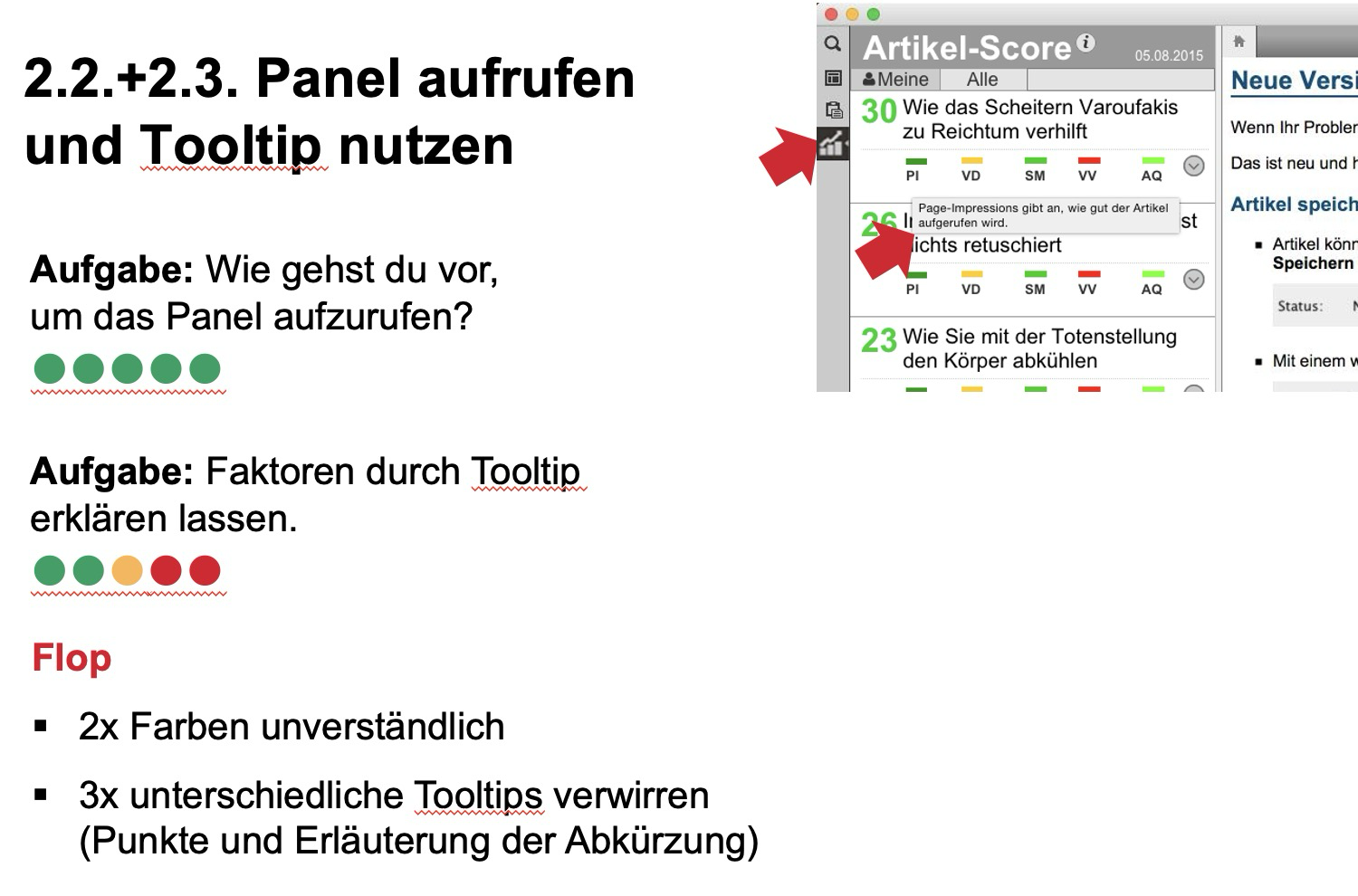 Screenshot Ergebnis Artikel Score